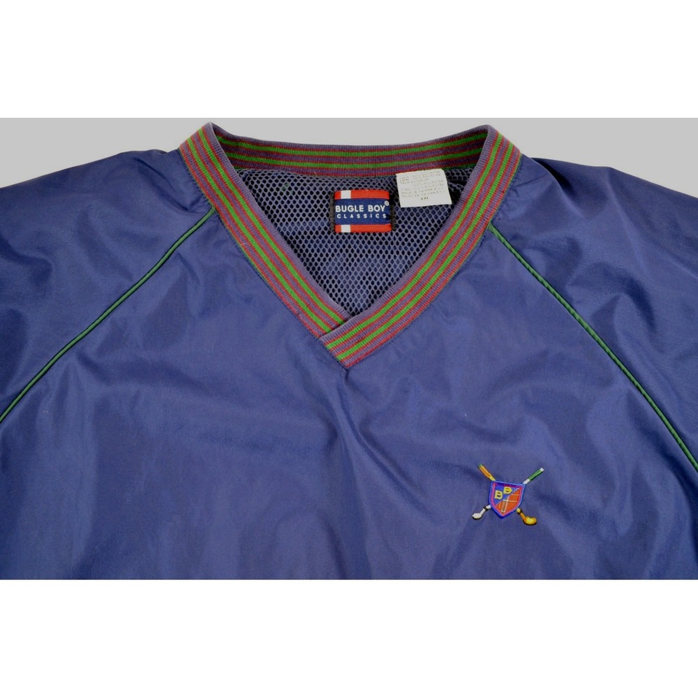 Vtg Bugle Boy Classics‎ 90's Golf Navy Pullover V Neck Windbreaker Mens XXL